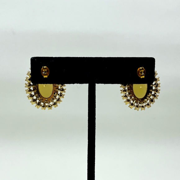 Gorgeous Vintage Y2K Pearl and Rhinestone Large Halo Style Earrings - Picture 3 of 6